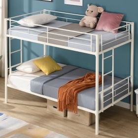 Twin Over Twin Metal Bunk Bed,Metal Structure Bedframe with Safety Guardrails and 2 ladders,Convertible Bunkbeds,No Spring Box Required and Space Savi