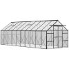 20' x 8' Aluminum Greenhouse Polycarbonate Walk-in Garden Greenhouse Kit with Adjustable Roof Vent, Rain Gutter and Sliding Door for Winter, Clear