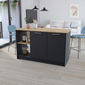 Kitchen Island Padua, Kitchen, Black / Macadamia