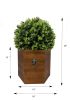 24" Ball Topiary in Redwood Pot, Artificial Faux Plant for indoor and outdoor