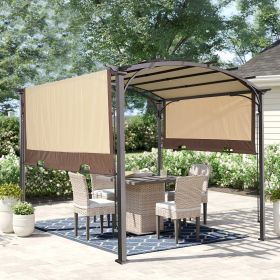 11 x 9 Ft Outdoor Pergola Retractable Shade Canopy Arched Gazebo with Adjustable Waterproof Sun Shade Pergola for Garden Lawn Deck (Beige)