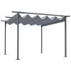 Outsunny 11.5' x 11.5' Retractable Pergola Canopy, Outdoor UV Protection & Sun Shade, Steel Frame for Garden, Grill, Patio, Backyard, Gray