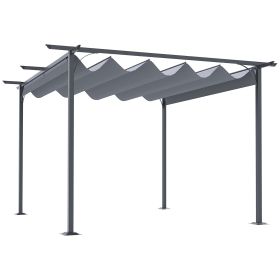 Outsunny 11.5' x 11.5' Retractable Pergola Canopy, Outdoor UV Protection & Sun Shade, Steel Frame for Garden, Grill, Patio, Backyard, Gray