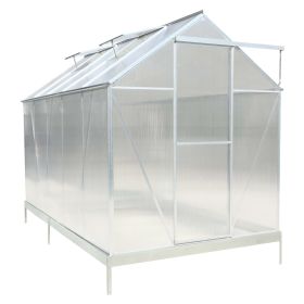 6.3'*10.2'*7' Polycarbonate Greenhouse, Heavy Duty Outdoor Aluminum Walk-in Green House Kit with Rain Gutter, Vent and Door for Backyard Garden, color