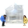 6.3'*10.2'*7' Polycarbonate Greenhouse, Heavy Duty Outdoor Aluminum Walk-in Green House Kit with Rain Gutter, Vent and Door for Backyard Garden, color