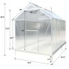 6.3'*10.2'*7' Polycarbonate Greenhouse, Heavy Duty Outdoor Aluminum Walk-in Green House Kit with Rain Gutter, Vent and Door for Backyard Garden, color