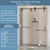 56-60 in. W x 76 in. H Frameless Shower Door, Single Sliding Shower Door, 5/16" (8mm) Clear Tempered Glass Shower Door Explosion-Proof Film, Stainless