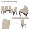 5-Piece Farmhouse Dining Table Set Wood Round Extendable Dining Table and 4 Upholstered Dining Chairs (Espresso)