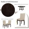 5-Piece Farmhouse Dining Table Set Wood Round Extendable Dining Table and 4 Upholstered Dining Chairs (Espresso)