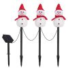 1Pc Solar Powered Lamp 3 Snowmen Outdoor Decorative Christmas Lamp Garden Stake Light IP55 Waterproof Santa Landscape Light Warm White LED Lighting Pa