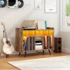 Record Player Stand, Vinyl Record Storage Cabinet ,Turntable Stand with Storage, Album Storage Cabinet with LED Light for Bedroom Living Room Office,