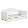 Twin Wooden Daybed with Trundle Bed, Sofa Bed for Bedroom Living Room,White