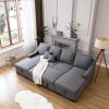 Upholstery Sleeper Sectional Sofa with Double Storage Spaces, 2 Tossing Cushions, Grey