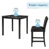 5-Piece Kitchen Table Set Faux Marble Top Counter Height Dining Table Set with 4 PU Leather-Upholstered Chairs, Black