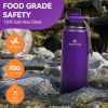 Insulated Water Bottles 24 oz, Santeco Stainless Steel Bottle with Lanyard & Wide Mouth Spout Lid, Leak Proof, Double Wall Vacuum Water Bottle, Keep D