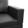 Black Faux Leather 3-Piece Couch Living Room Sofa Set A