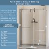 56-60 in. W x 76 in. H Frameless Shower Door, Single Sliding 5/16" (8mm) Clear Tempered Glass Shower Door with Explosion-Proof Film, Stainless Steel H