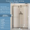 56-60 in. W x 76 in. H Frameless Shower Door, Single Sliding Shower Door, 5/16" (8mm) Clear Tempered Glass Shower Door with Explosion-Proof Film, Stai