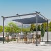 Outsunny 11.5' x 11.5' Retractable Pergola Canopy, Outdoor UV Protection & Sun Shade, Steel Frame for Garden, Grill, Patio, Backyard, Gray