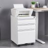 3-Drawer Mobile File Cabinet with Lock, Office Storage Filing Cabinet for Legal/Letter Size, Pre-Assembled Metal File Cabinet Except Wheels Under Desk