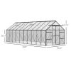 20' x 8' Aluminum Greenhouse Polycarbonate Walk-in Garden Greenhouse Kit with Adjustable Roof Vent, Rain Gutter and Sliding Door for Winter, Clear