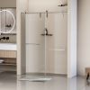 56-60 in. W x 76 in. H Frameless Shower Door, Single Sliding 5/16" (8mm) Clear Tempered Glass Shower Door with Explosion-Proof Film, Stainless Steel H