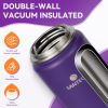 Insulated Water Bottles 24 oz, Santeco Stainless Steel Bottle with Lanyard & Wide Mouth Spout Lid, Leak Proof, Double Wall Vacuum Water Bottle, Keep D