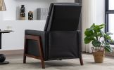 Wood-Framed PU Leather Recliner Chair Adjustable Home Theater Seating with Thick Seat Cushion and Backrest Modern Living Room Recliners, Black(Old SKU