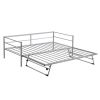 Twin Size Metal Daybed with Adjustable Trundle, Pop Up Trundle, Silver