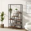 6-Tier Tall Plant Stand 71" Metal Indoor Plant Shelf with 10 Hanging Hooks