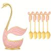 1pc, Coffee Dessert Spoon Set, Fruit Cake Coffee Tea Spoon, Swan Shaped Base Holder Cutlery Set, Zinc Alloy Metal Tableware