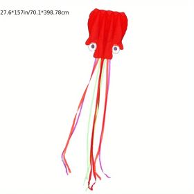 1pc Large Soft Octopus Easy Flyer Kite With 328ft Rope, 31*157 Inches Kite For For Kids Children Adult Beach Park (Color: Red, size: 27.6inch*157inch)