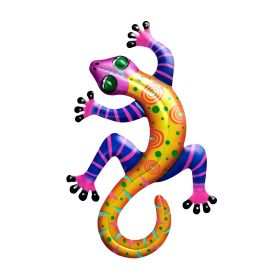 1Pc Geckos Inspiration Wall Art, Metal Colorful 3D Iron Hanging Wall Art Decor Ornaments, For Living Room Patio Balcony Fence Home Decor (6*8inch) (material: Metal Gecko Inspirational Wall Art Decor)