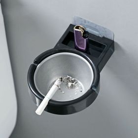 1pc Wall Mounted Ashtray, Stainless Steel Ashtray (Color: Black)