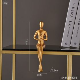 Abstract Golden Sculpture &amp; Figurines for Interior Resin Figure Statue Modern Home Decor Desk Accessories Nordic Room Decoration (Color: Flowers)