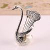 1pc; Coffee Dessert Spoon Set; Fruit Cake Coffee Tea Spoon; Swan Shaped Base Holder Cutlery Set; Zinc Alloy Metal Tableware