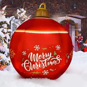 24 Inch Light up with 16 RGB colors PVC Inflatable Christmas  Ball  Electric Air Pump,  Large Weight Stand Firmly Yard, Outdoor Decorated Ball with Re (Color: Red, size: 24inch)