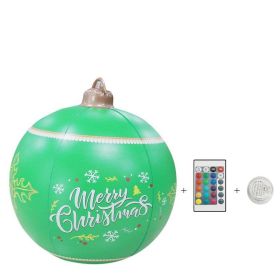 24 Inch Light up with 16 RGB colors PVC Inflatable Christmas  Ball  Electric Air Pump,  Large Weight Stand Firmly Yard, Outdoor Decorated Ball with Re (Color: Green, size: 24inch)