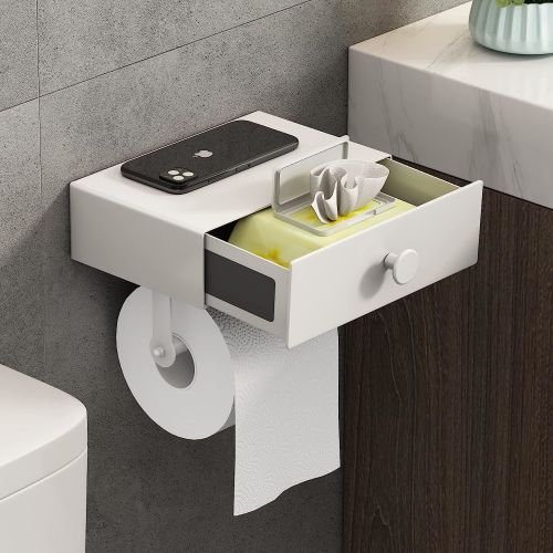 Toilet Paper Holder with Shelf Black Wipes Dispenser for Bathroom Stainless Steel Toilet Paper Holder with Storage Drawer Adhesive Wall Mount Small Ba Toilet Paper Holder with Shelf Black Wipes Dispenser for Bathroom Stainless Steel Toilet Paper Holder with Storage Drawer Adhesive Wall Mount Small Ba