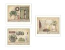 "Garden Bath Collection" 3-Piece Vignette By Pam Britton, Printed Wall Art, Ready To Hang Framed Poster, White Frame