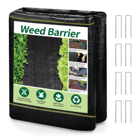 Weed Barrier Landscape Fabric with U-Shaped Securing Pegs, Heavy-Duty Block Gardening Mat Weed Control (size: 5X300)