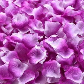 Artificial Rose Petal Artificial Flower Silk Petals Valentine Day Wedding Flower Decoration Flowers (Color: purple white, size: 1000pcs)