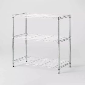 3 Tier Wide Wire Shelving (Color: Chrome)