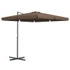 Outsunny 10' Cantilever Patio Umbrella, Square Offset Umbrella with Tilt, Crank, Cross Base, Aluminum Pole and Air Vent, Hanging Umbrella for Garden,