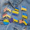 Personality Ukraine Flag Brooch For Women Men Ukrainian National Map Blue Yellow Pins Patriotic Badges Coat Dress Lapel Jewelry