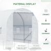 Outsunny 15' x 7' x 7' Walk-In Tunnel Greenhouse, Large Garden Hot House Kit with 6 Roll-up Windows & Roll Up Door, Steel Frame, White