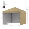 Outsunny 10' x 10' Pop Up Canopy Tent with 3 Sidewalls, Leg Weight Bags and Carry Bag, Height Adjustable, Instant Party Tent Event Shelter Gazebo for