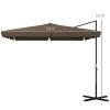 Outsunny 10' Cantilever Patio Umbrella, Square Offset Umbrella with Tilt, Crank, Cross Base, Aluminum Pole and Air Vent, Hanging Umbrella for Garden,