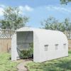 Outsunny 15' x 7' x 7' Walk-In Tunnel Greenhouse, Large Garden Hot House Kit with 6 Roll-up Windows & Roll Up Door, Steel Frame, White